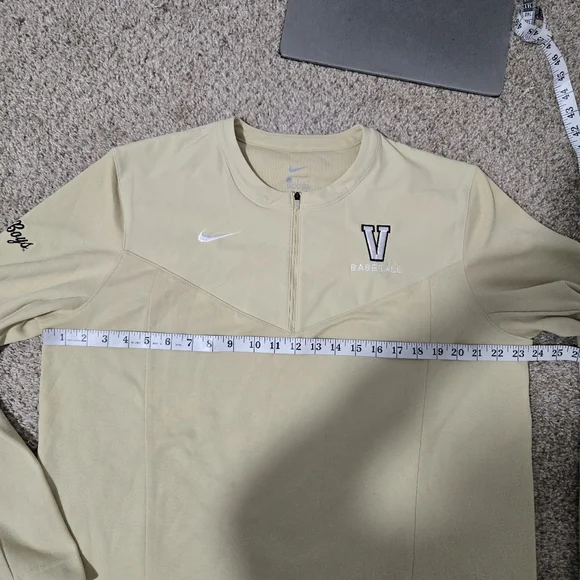Sz L Men's Vanderbilt Baseball Vandy Boys Quarter Zip Jacket Gold Nike Dri-Fit - Picture 5 of 9